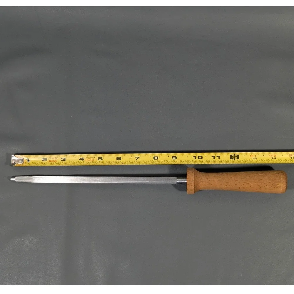 Vintage 10 Inch Honing Steel Knife Sharpening Rod with Wood Handle